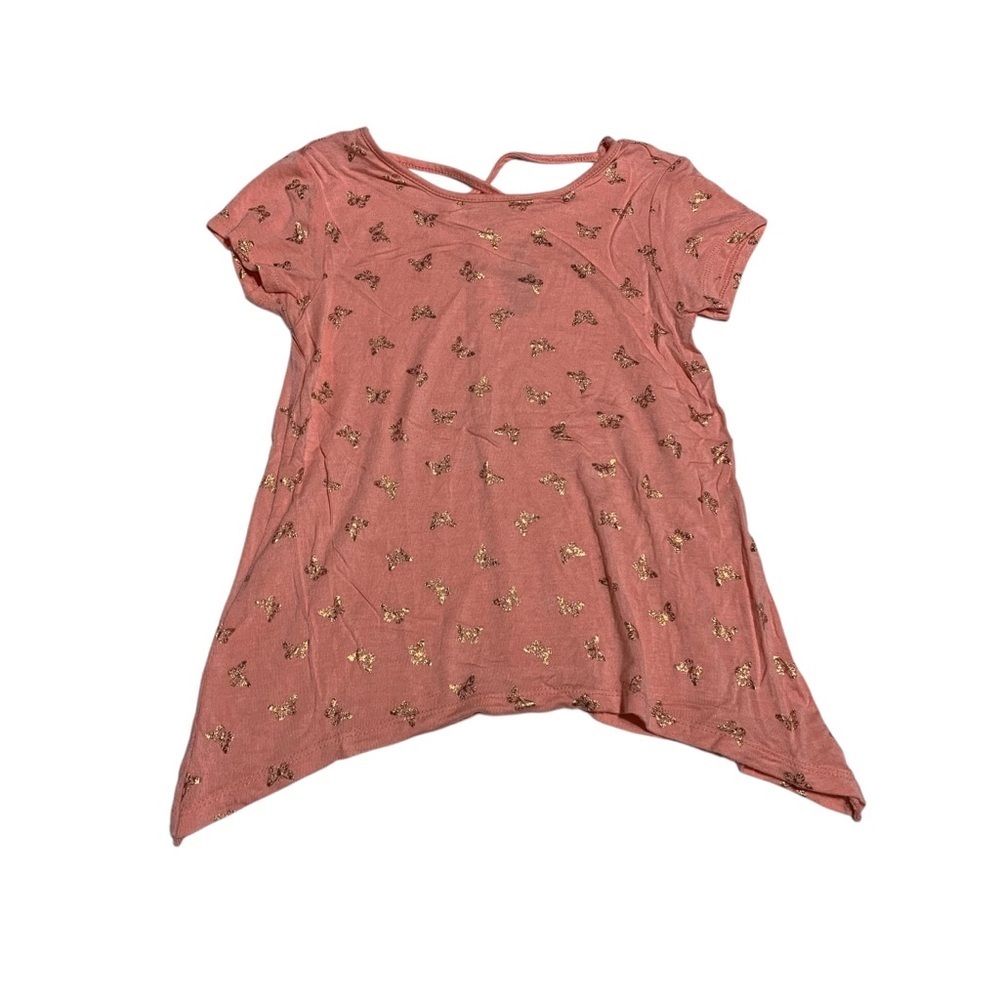 George Kids Short Sleeve Tee in Pink with Gold Accents